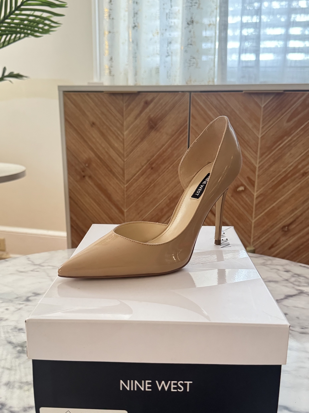 Nine West Nude Patent Pointed-Toe Stiletto Pump